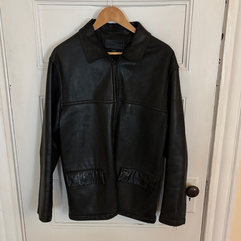 Distressed vintage J. Crew leather jacket